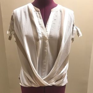Tie sleeve drape front top